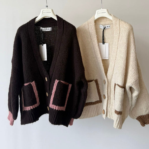 HAVEONE - CARDIGAN COLOR BLOCK 3 BOTTONI