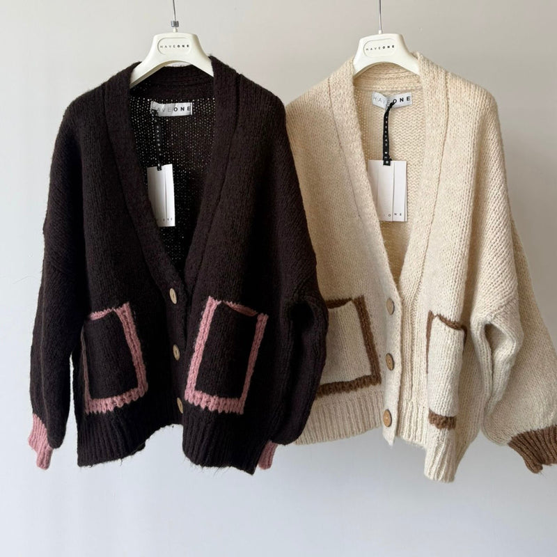 HAVEONE - CARDIGAN COLOR BLOCK 3 BOTTONI
