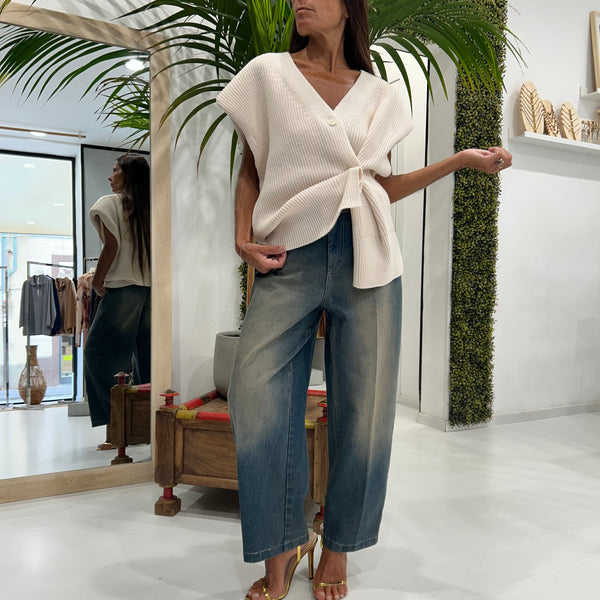 HAVEONE - CARDIGAN SMANICATO CON SPALLINE