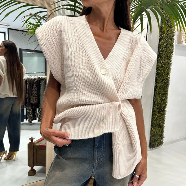 HAVEONE - CARDIGAN SMANICATO CON SPALLINE