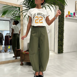 VICOLO - PANTALONE BARREL VERDE MILITARE