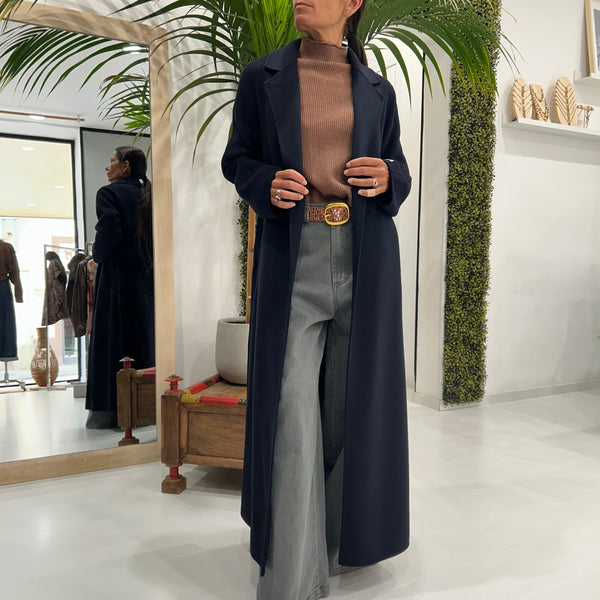DIXIE - CAPPOTTO HANDMADE BLU A VESTAGLIA