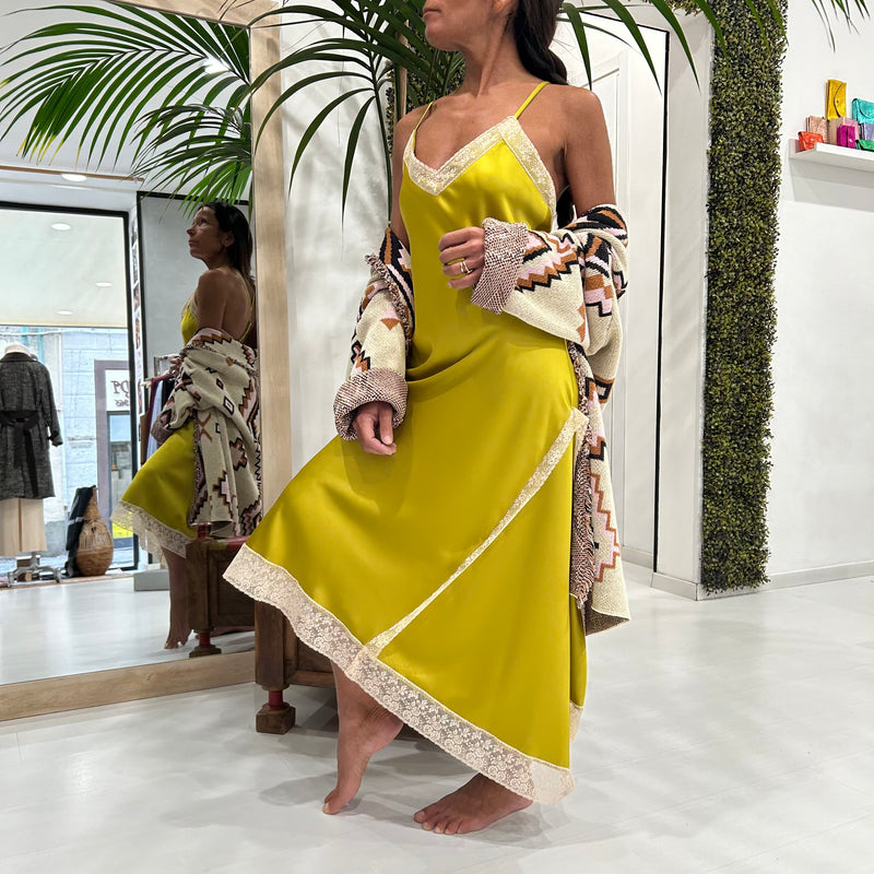DIXIE - ABITO LINGERIE ASIMETRICO CON PIZZO + COLORI