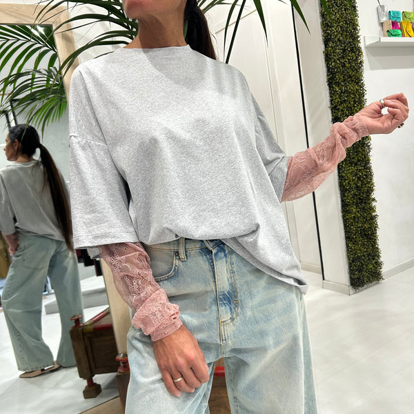 TENSIONE IN - T-SHIRT MANICA PIZZO