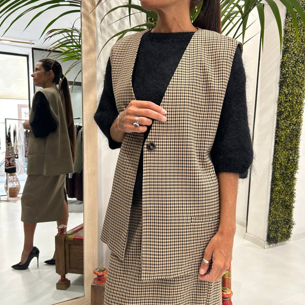 TENSIONE IN - MAXI GILET ERMIONE QUADRETTI
