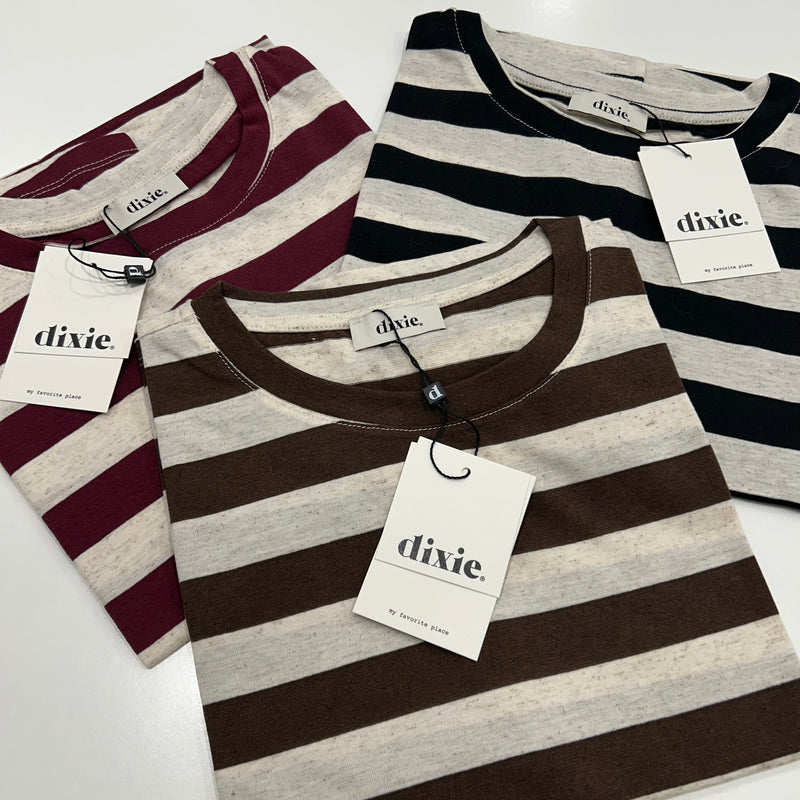 DIXIE - T-SHIRT RIGHE MISTO LINO + COLORI